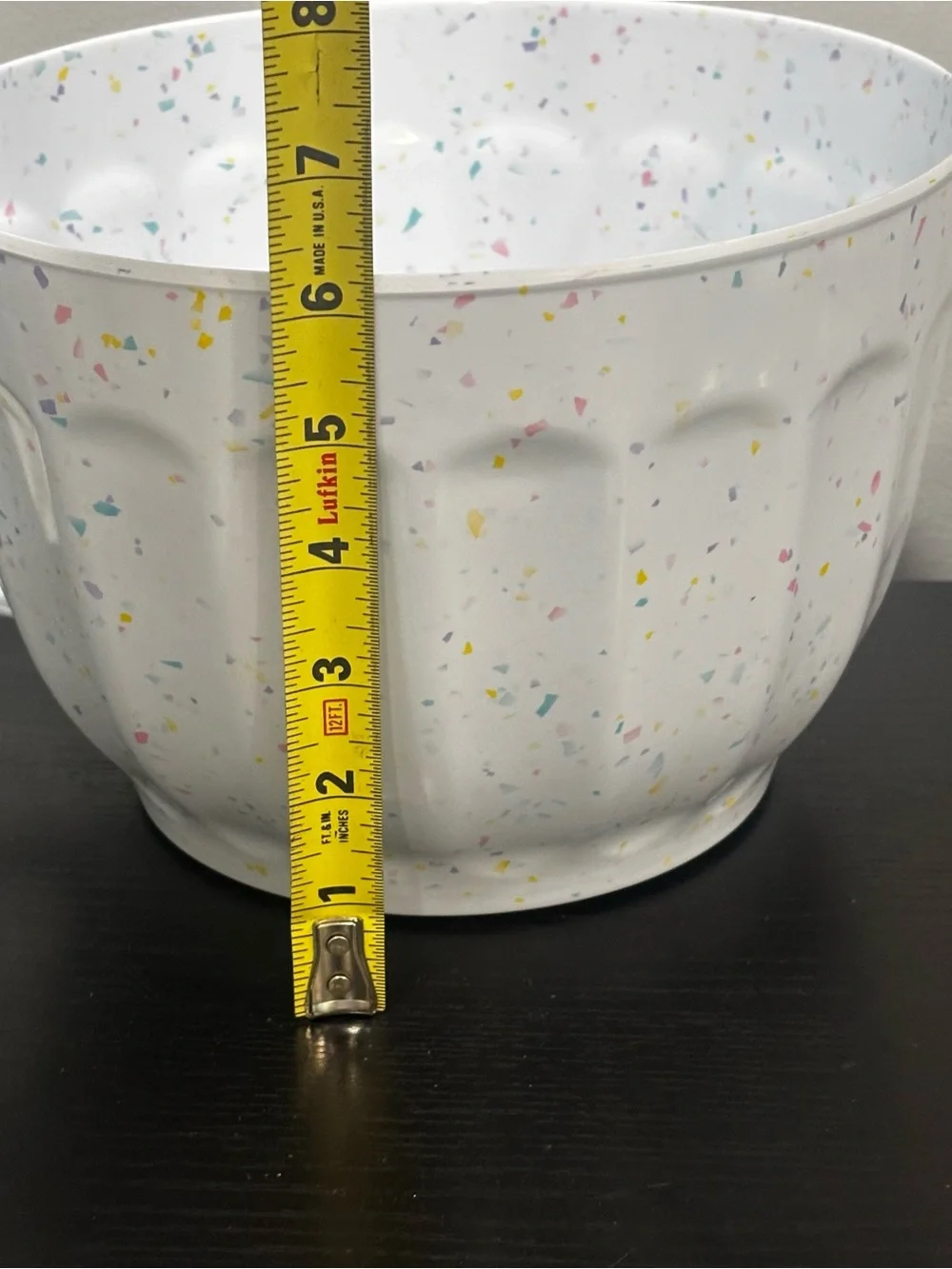 Melamine converter large Speckled White Mixing Bowl with Handle and Pour Spout